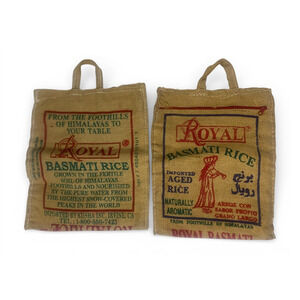 Royal Basmati Rice Bags 10 lbs Burlap Heavy Duty Zip Closed BAGS ONLY Set of 2